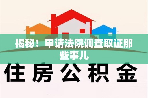 庐山揭秘！申请法院调查取证那些事儿