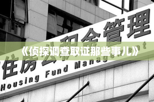 庐山《侦探调查取证那些事儿》