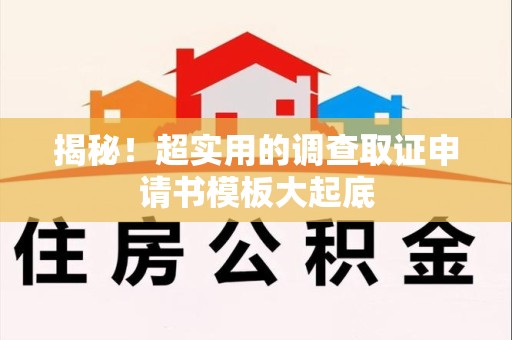 庐山揭秘！超实用的调查取证申请书模板大起底