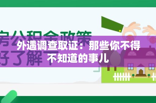 庐山外遇调查取证：那些你不得不知道的事儿