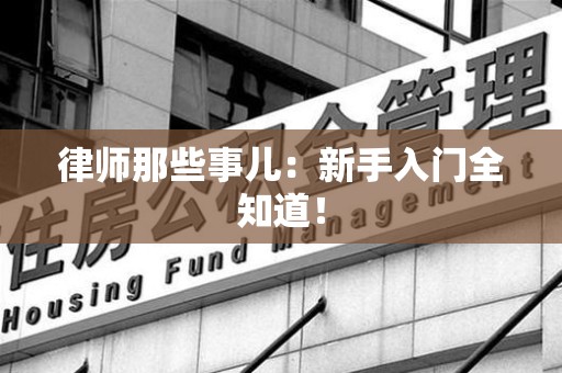 庐山律师那些事儿：新手入门全知道！