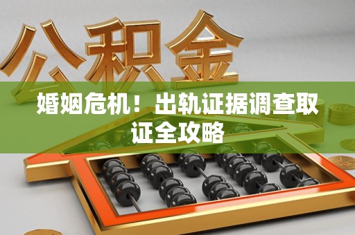 庐山婚姻危机！出轨证据调查取证全攻略