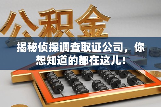 庐山揭秘侦探调查取证公司，你想知道的都在这儿！