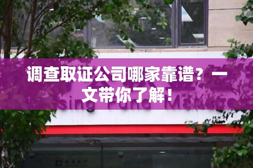 庐山调查取证公司哪家靠谱？一文带你了解！