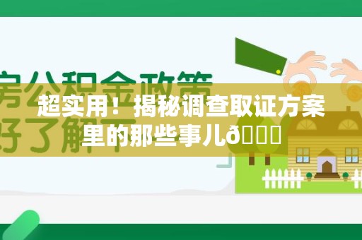 庐山超实用！揭秘调查取证方案里的那些事儿😎