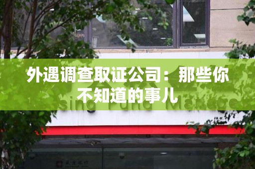 庐山外遇调查取证公司：那些你不知道的事儿