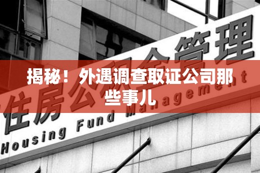 庐山揭秘！外遇调查取证公司那些事儿