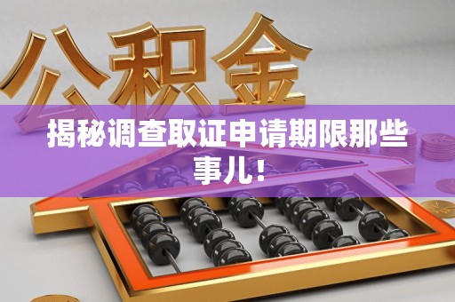 庐山揭秘调查取证申请期限那些事儿！