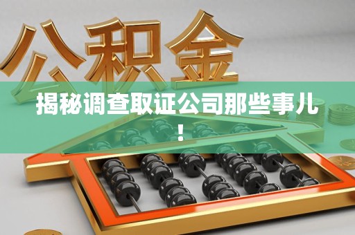庐山揭秘调查取证公司那些事儿！