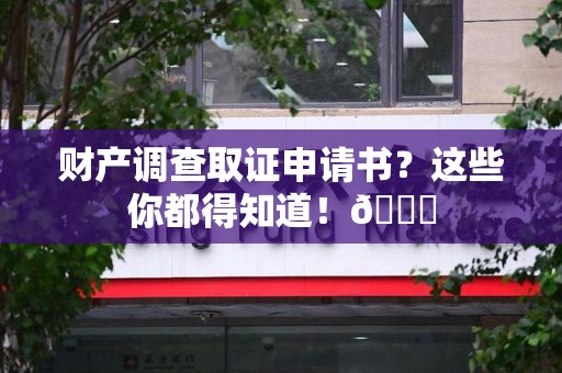 庐山财产调查取证申请书？这些你都得知道！😎