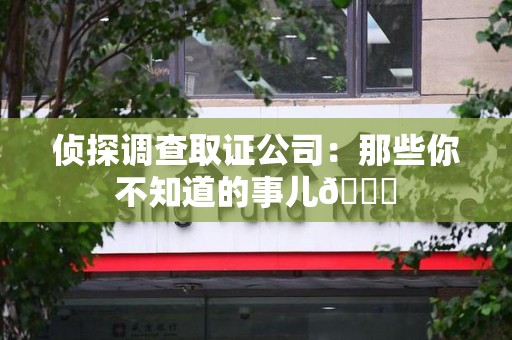 庐山侦探调查取证公司：那些你不知道的事儿😎